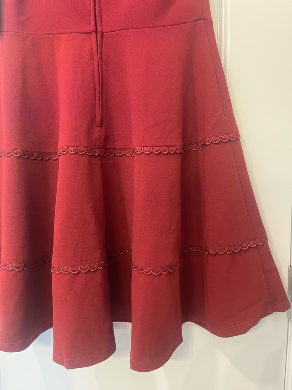 City Studio Burgundy Scalloped V-Neck Fit & Flare A-line Mini Dress Sz 9 NWT - Picture 8 of 12